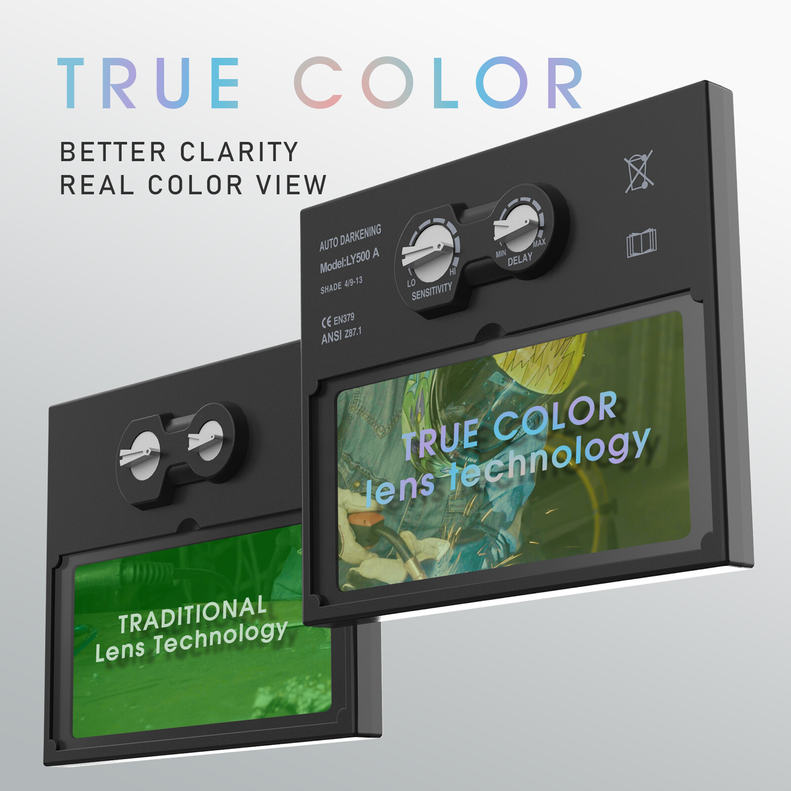 Solar Welder Helmet True Color Auto-Darkening Welding Helmet ARC TIG MIG Weld