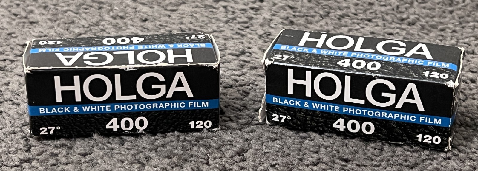 Lot of (2) Holga 400 ISO Black & White Photographic Film, 120 Size