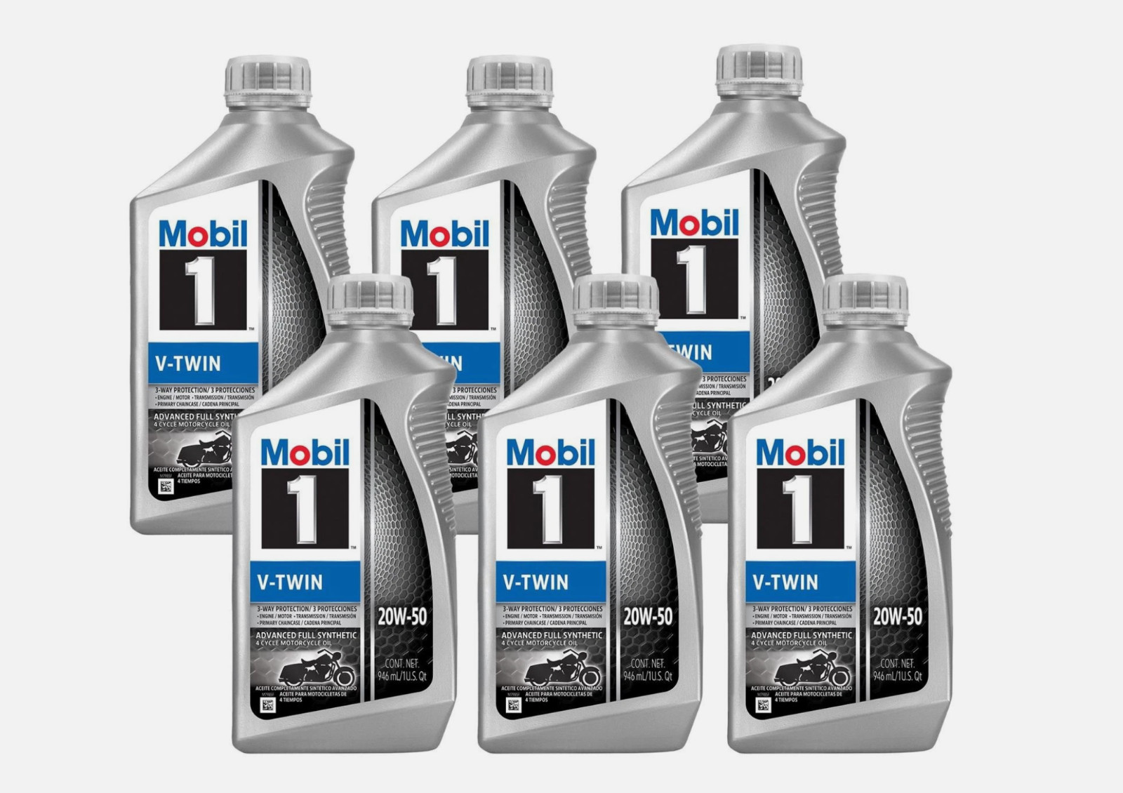 Mobil 1 V-Twin Full Synthetic Motorcycle Oil 20W-50, 6/1Qt Case FREESHIPPING!!