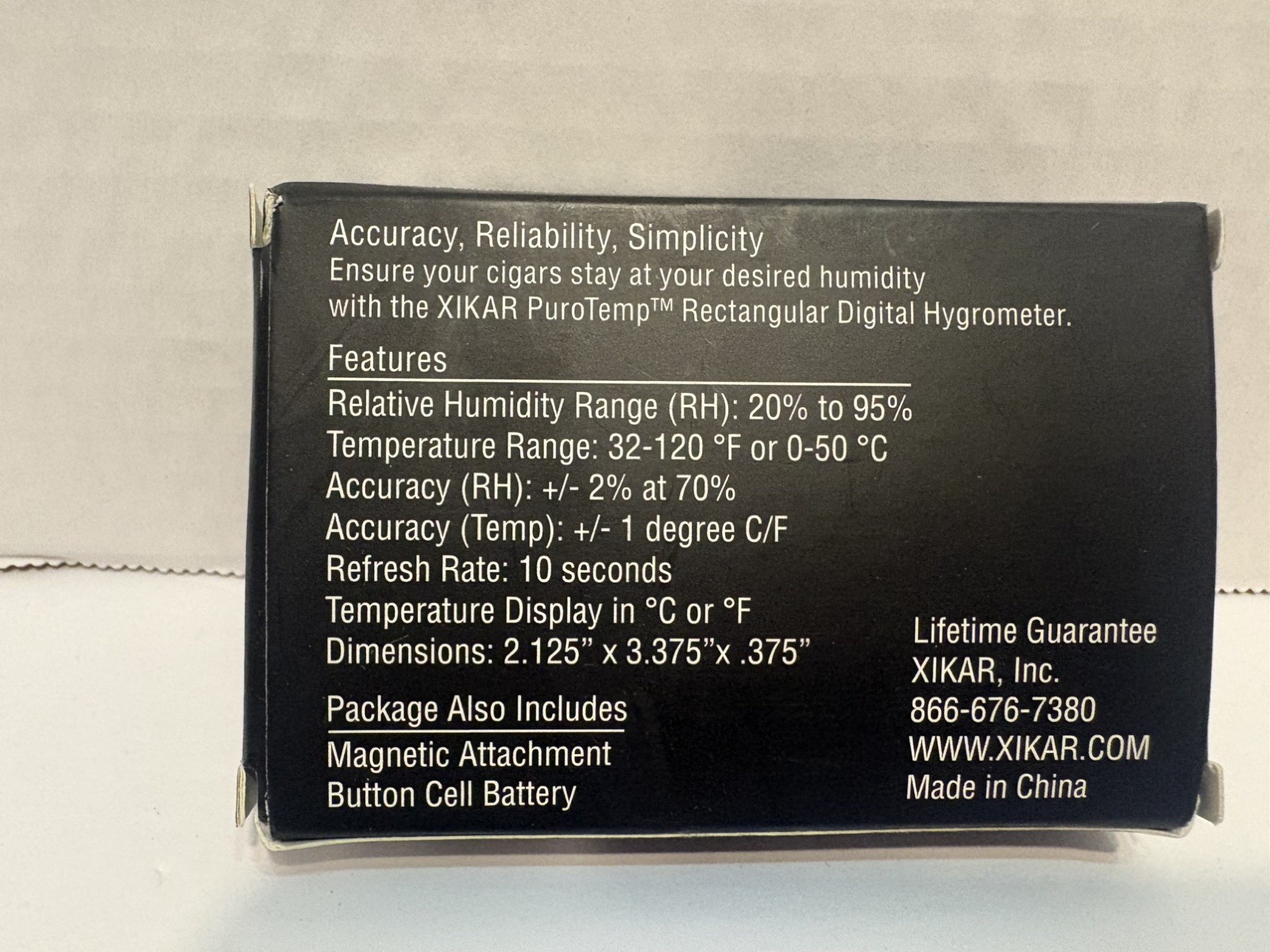 Xikar PuroTemp Rectangular Digital Hygrometer 833XI (Black) New