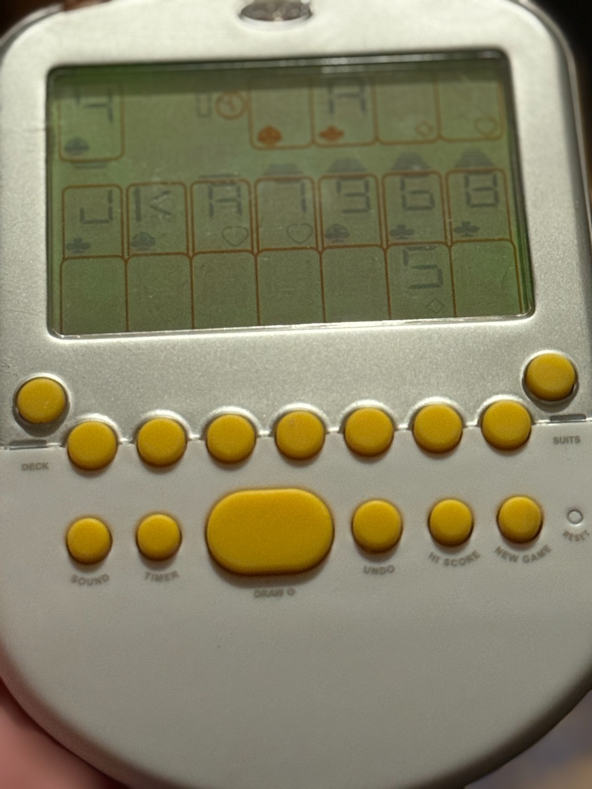 Radica Big Screen Solitaire Backlit Handheld Game Yellow 2008 Tested
