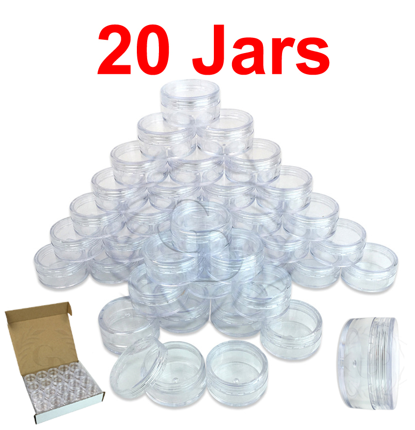 20 Packs 10 Gram/10ML High Quality Cream Cosmetic Sample Clear Jar Containers