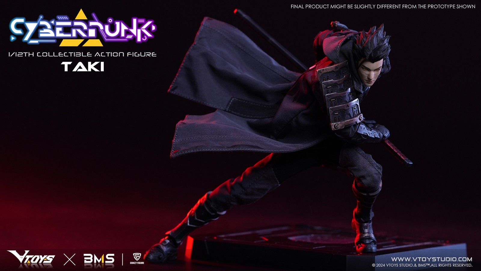 VTOYS X BMS 1/12 VSD010 Cyberpunk Samurai Taki Action Figure Collection Model