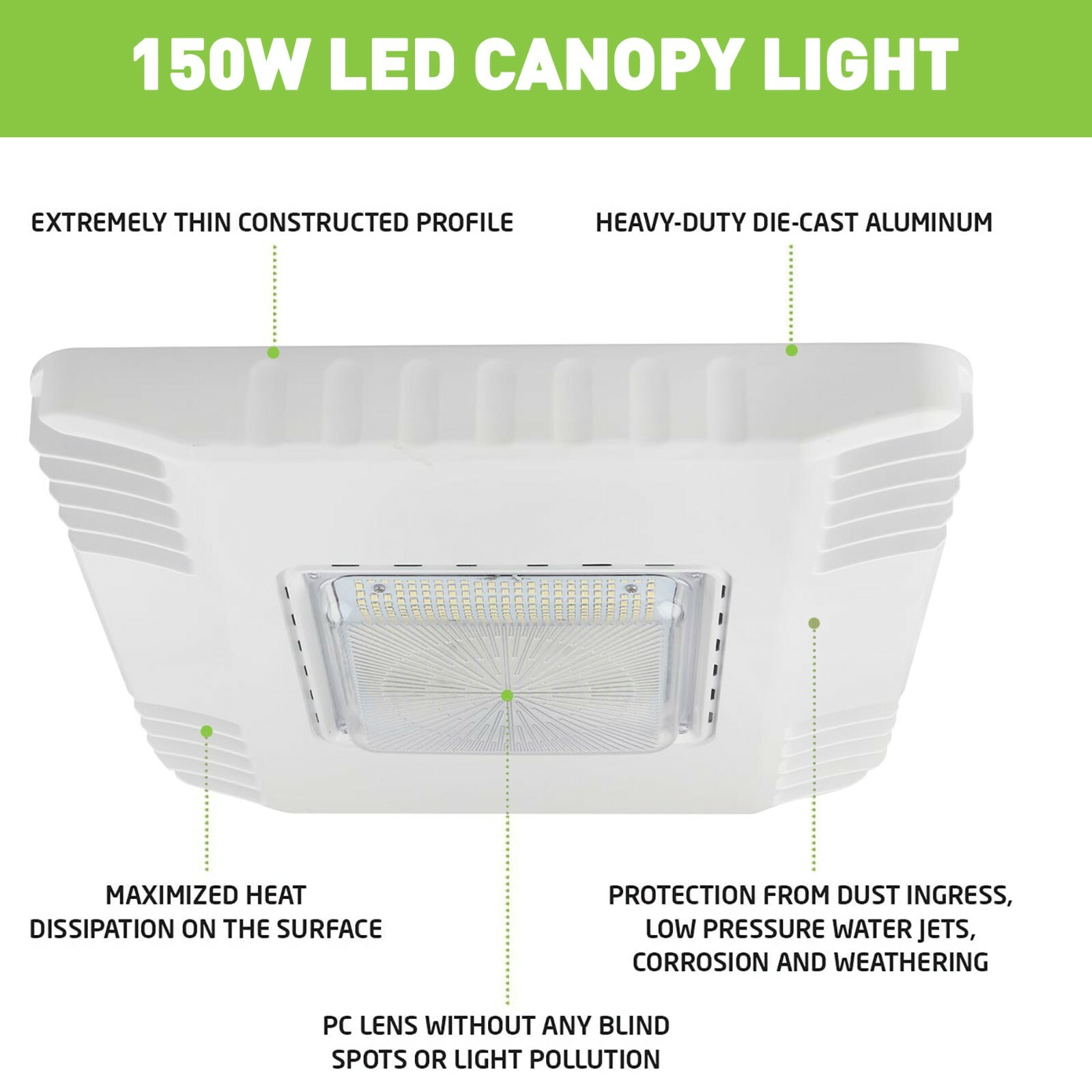 150W LED Canopy Light (450W Equiv) 20250LM LED Gas Station Parking Garage Light