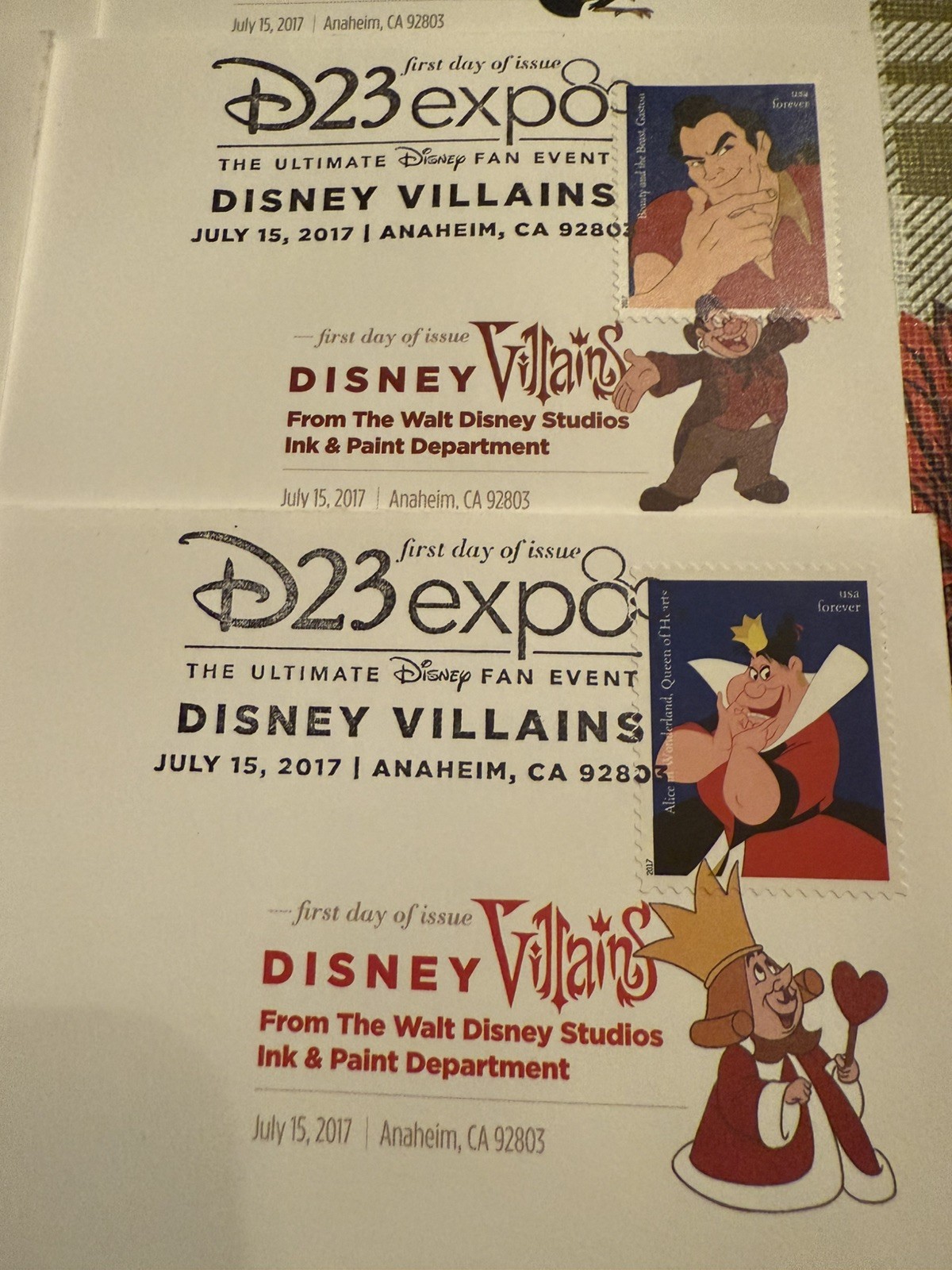 US Forever Stamps Disney Villains (set of 10) 2017 D23 Expo 1st day of issue