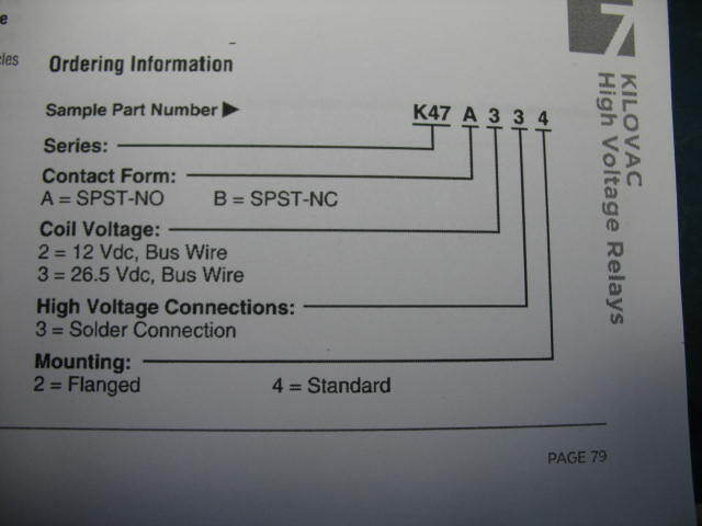 Kilovac K47A-01 Vacuum High Voltage Relay
