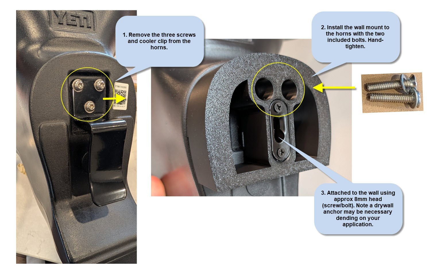 YETI Slick Horns Roping Dummy Wall Mount + optional bandana