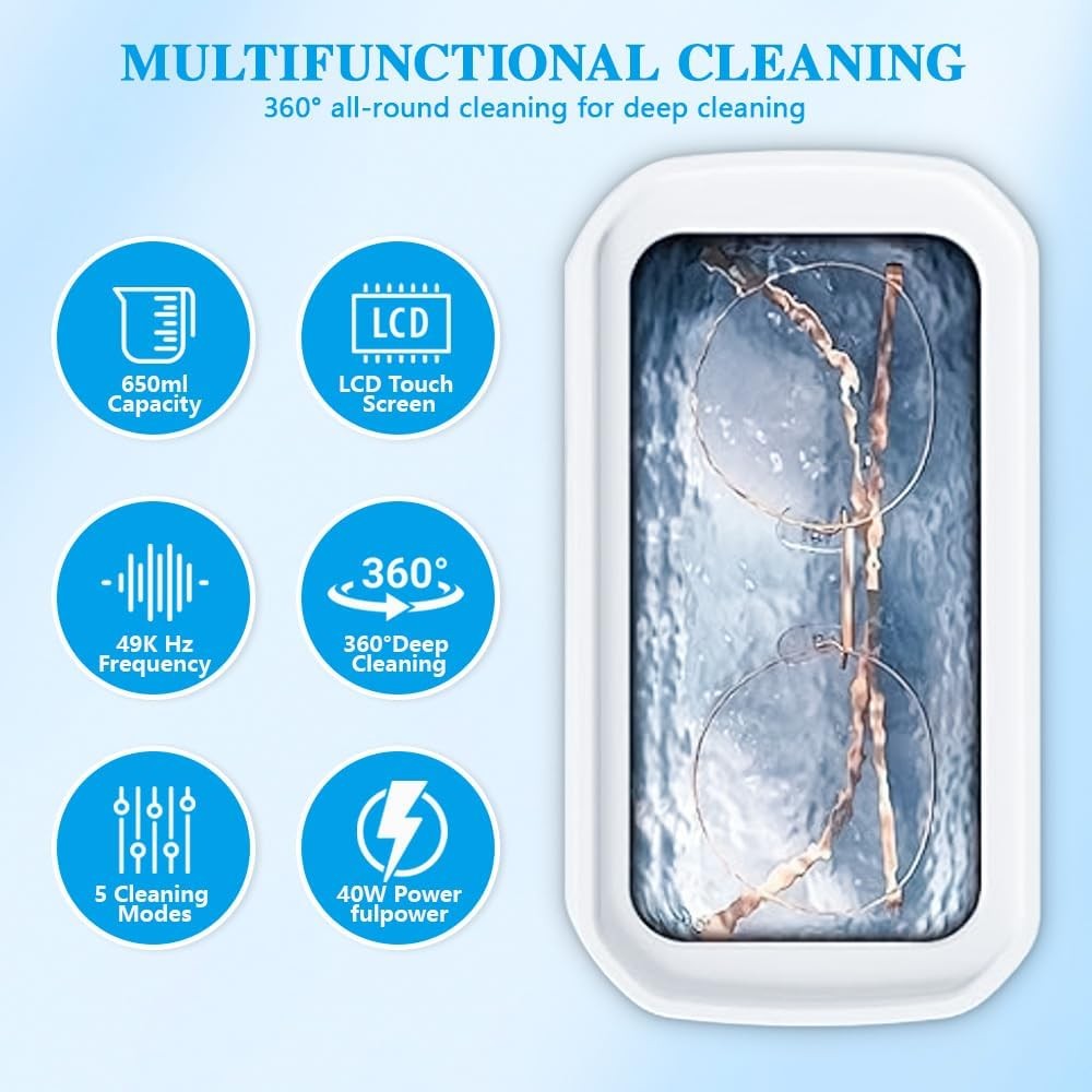 650ml Ultrasonic Retainer Cleaner Machine – 49kHz Dental Pod for Retainers,