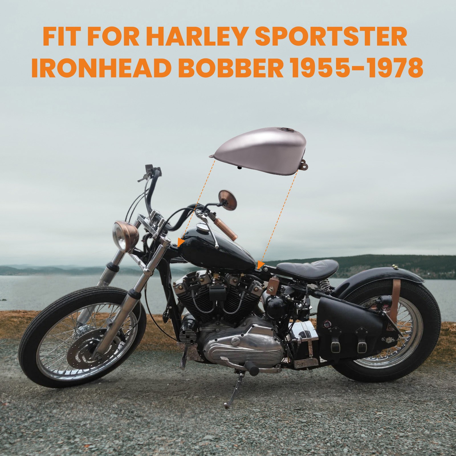 1.5 Gallon 5L Gas Fuel Tank Fit For Harley Sportster Ironhead Bobber 1955-1978