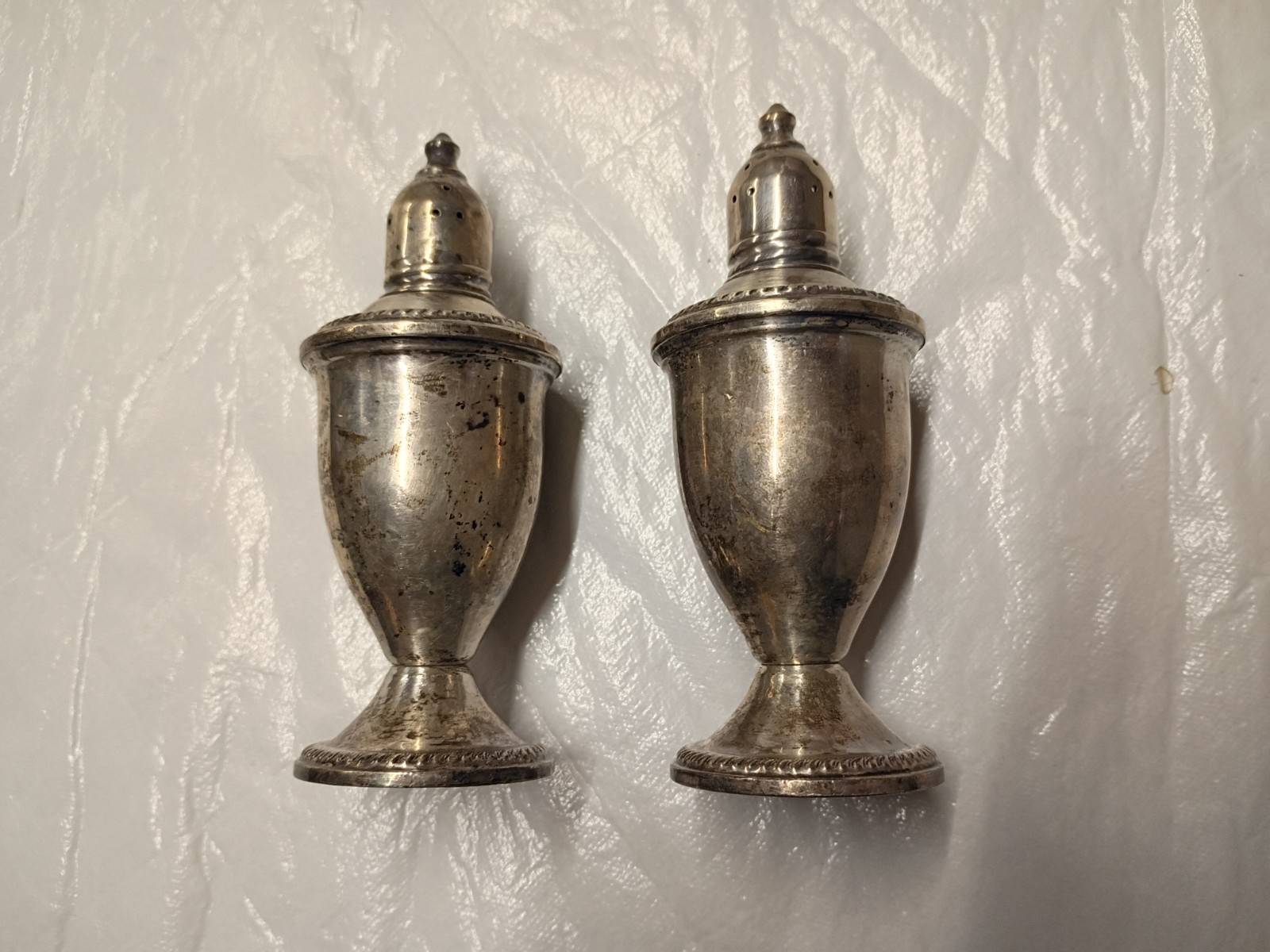 Vintage Duchin Sterling Silver Weighted Glass Lined Salt And Pepper Shakers