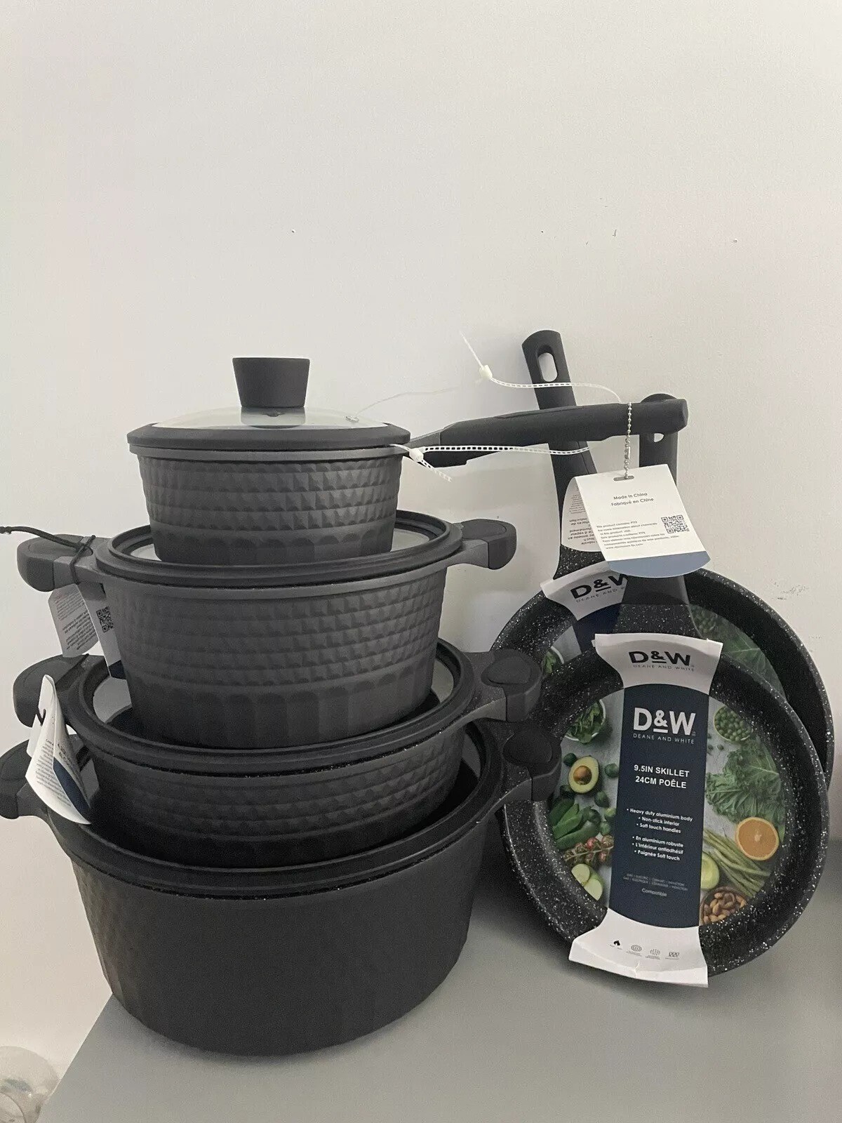 D&W Deane & White Cookware Collection Set 10 pc Color Black Casserole Pan Set