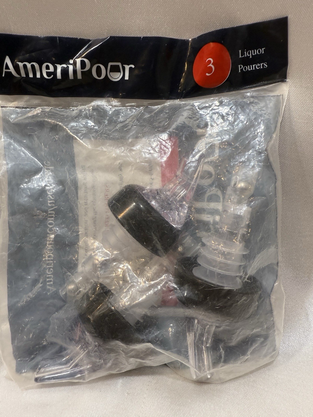 AmeriPour 3-PACK Liquor Pourers Clear Spout and Tail NEW