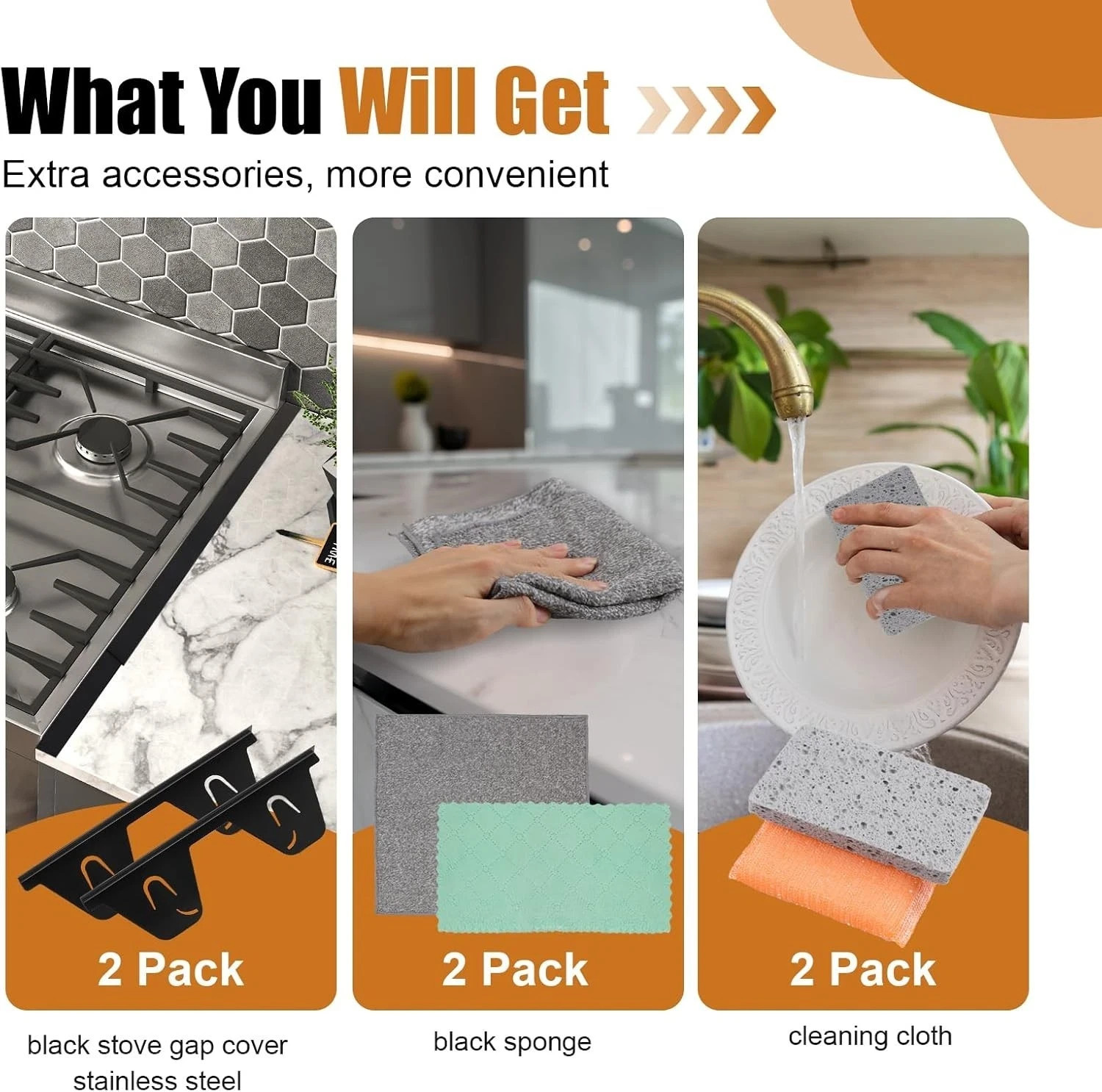 2 Pack Stove Counter Gap Cover Stainless Steel,Stove Guard for Kitchen Oven Coun