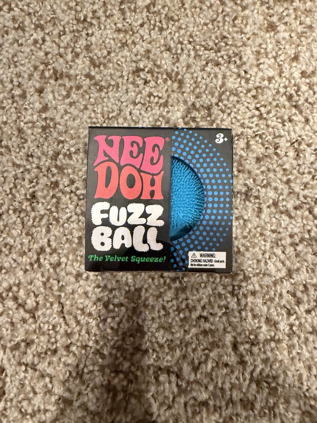 Nee Doh Needoh Fuzz Ball Velvet Squeeze Stress Fidget Flower Power Toy  BLUE