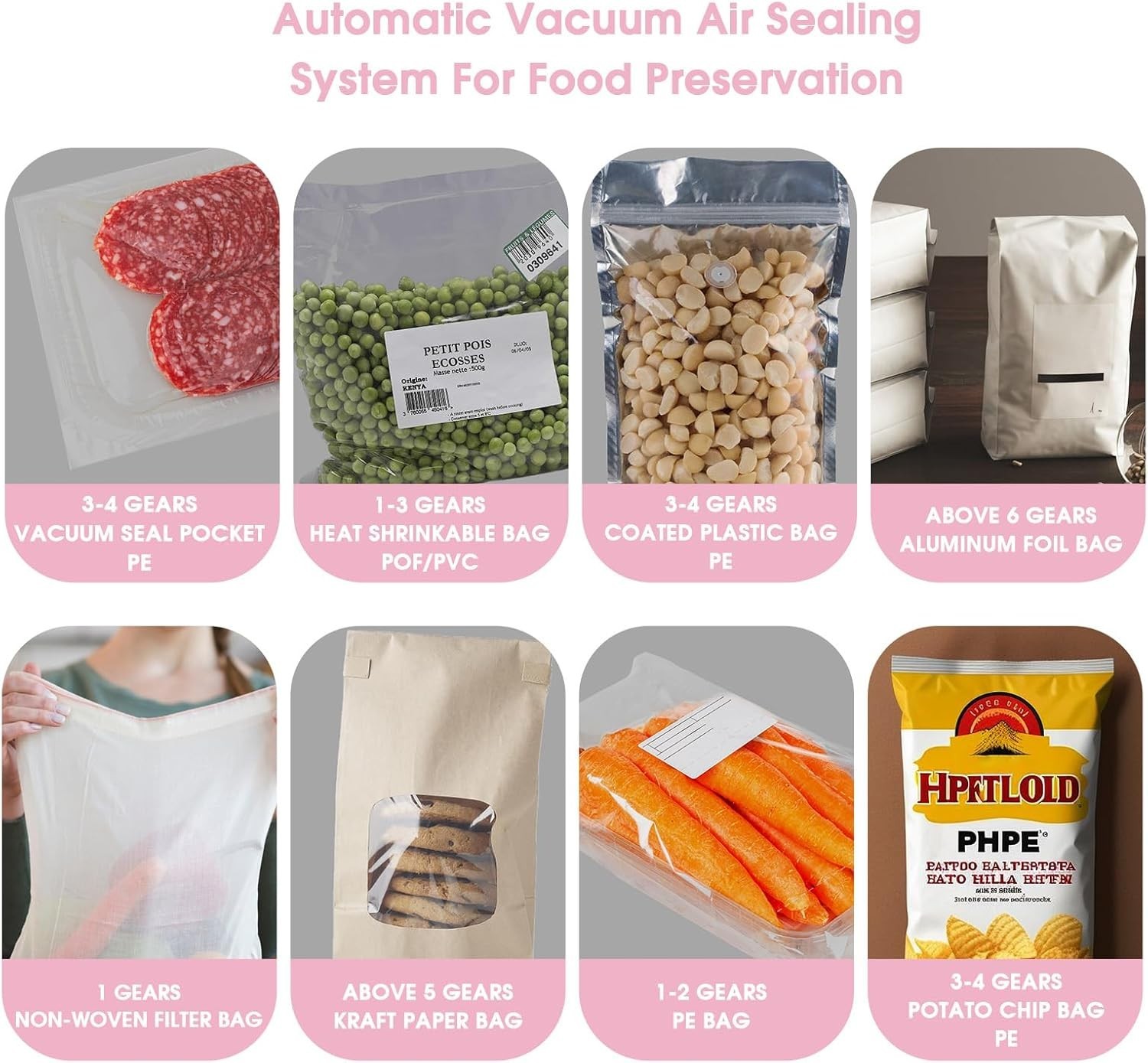 8 Inch Manual Heat Sealer for Plastic Bags with Adjustable Timer Settings