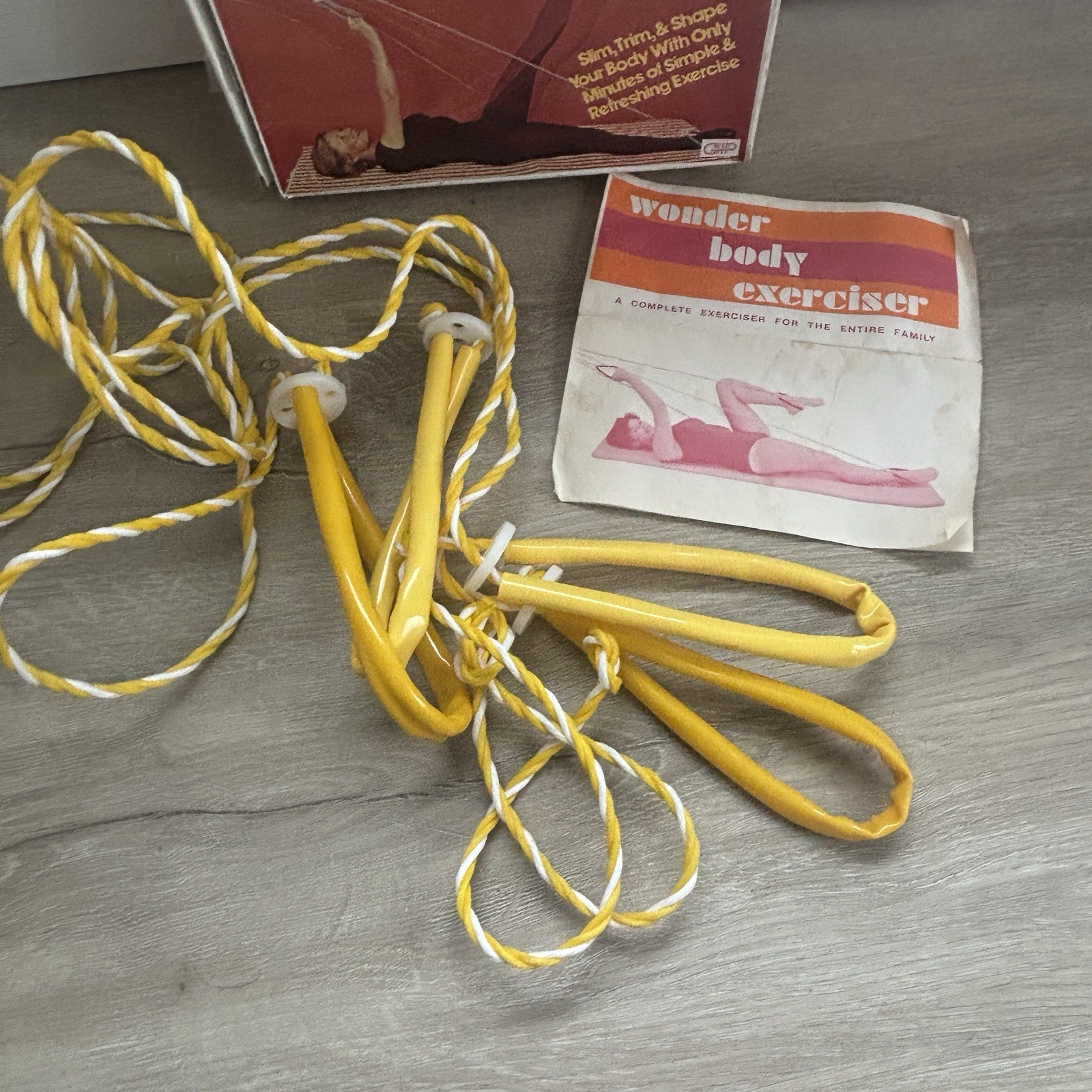 VTG Wonder Body Exerciser Retro 70s Fitness Rope Pulley Original Box Manual MCM