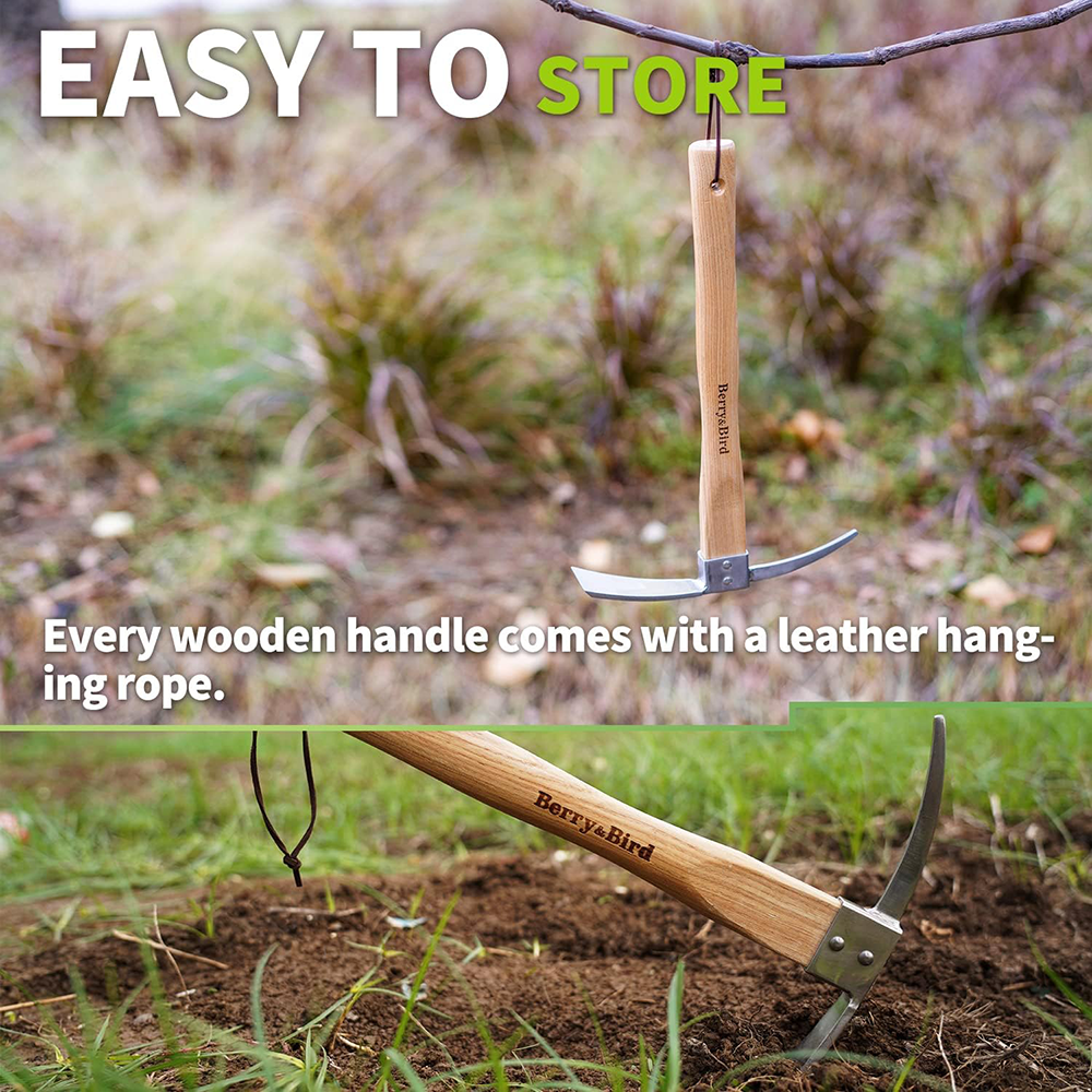 Berry&Bird Garden Pick Mattock Hoe Stainless Steel Pickaxe Hoe Garden Hand Tool