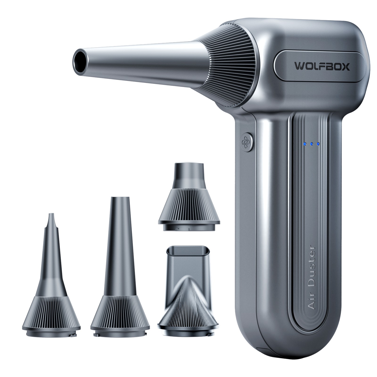 WOLFBOX DF60 110000RPM Compressed Air Duster 3-Speed w/ 5 Nozzles, Fast Charging