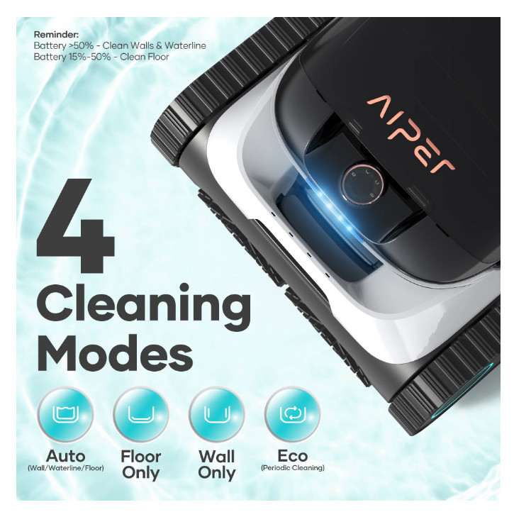 AIPER Scuba N1 Robotic Pool Vacuum Cleaner, Cordless, 2 Extra Brushes - Free shp