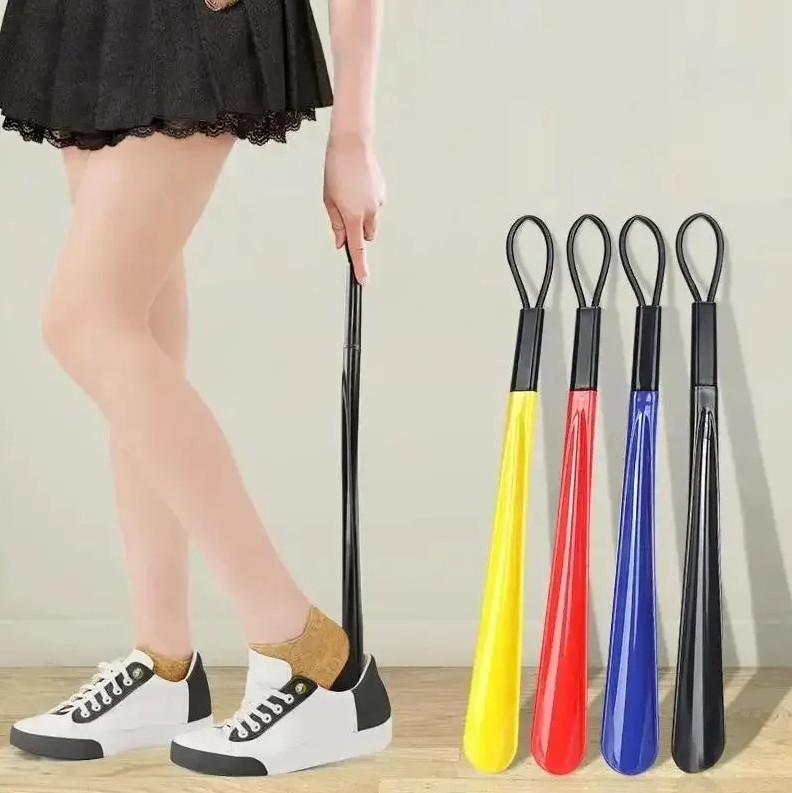 Extra Long Flexible Black Plastic Shoe Horn Durable Shoe Spoon Helper for Adults