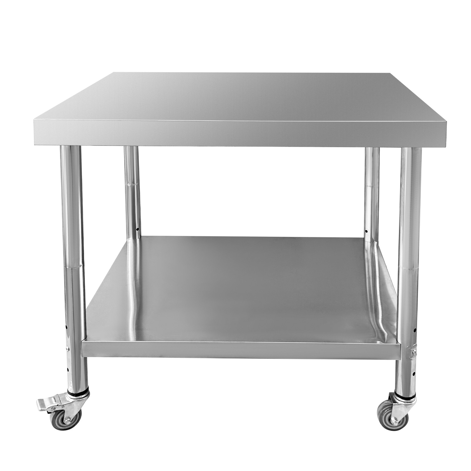 30x36x34 Inch Work Table 3-Stage Adjustable Shelf with 4 Wheels Stainless Steel