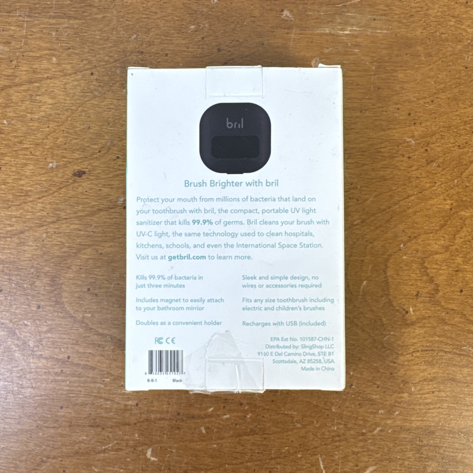 Bril UV-C Toothbrush Cleaner Portable Brush Cover For Any Toothbrush (BLACK)