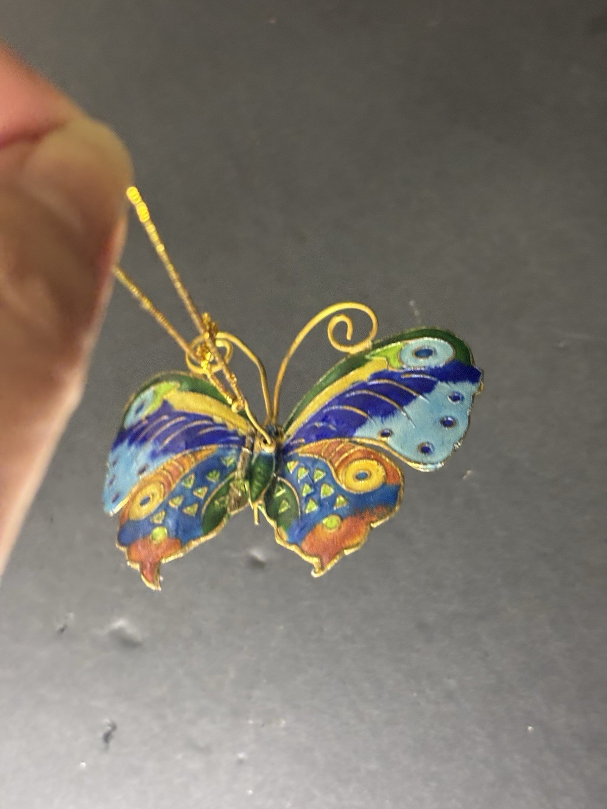 Vintage Cloisonné Enamel Metal Butterfly Ornament Decor