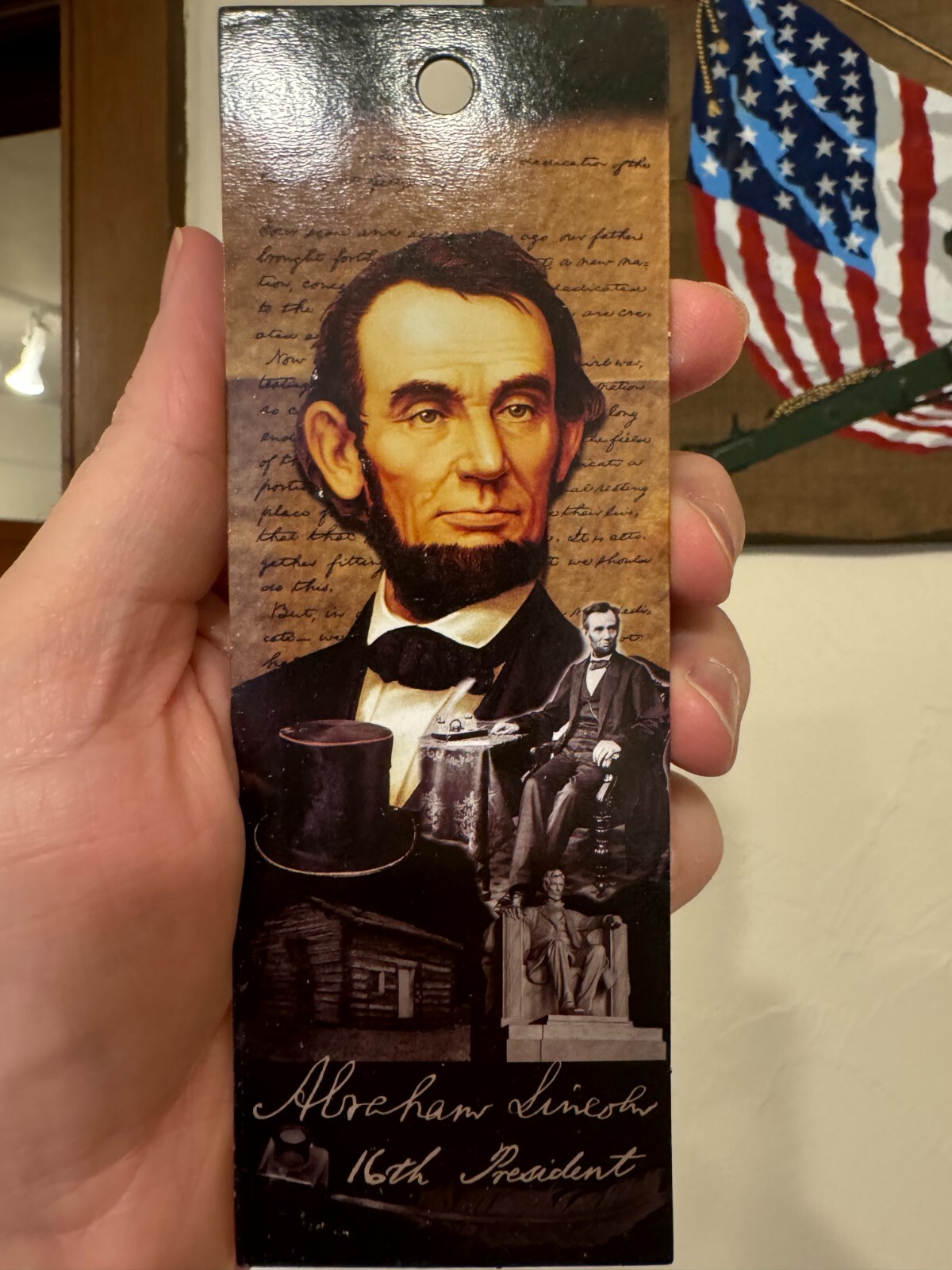 Lincoln Bookmark with Gettysburg Address on back