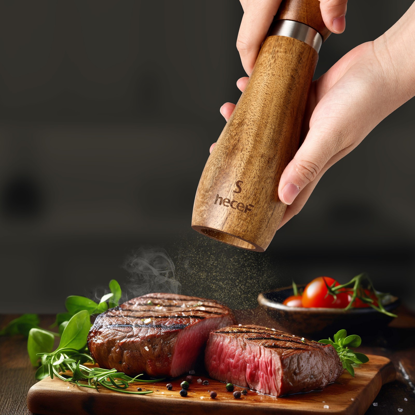 2PCS Wooden Salt and Pepper Grinder Set 20CM Large Mill w/Customized Coarseness