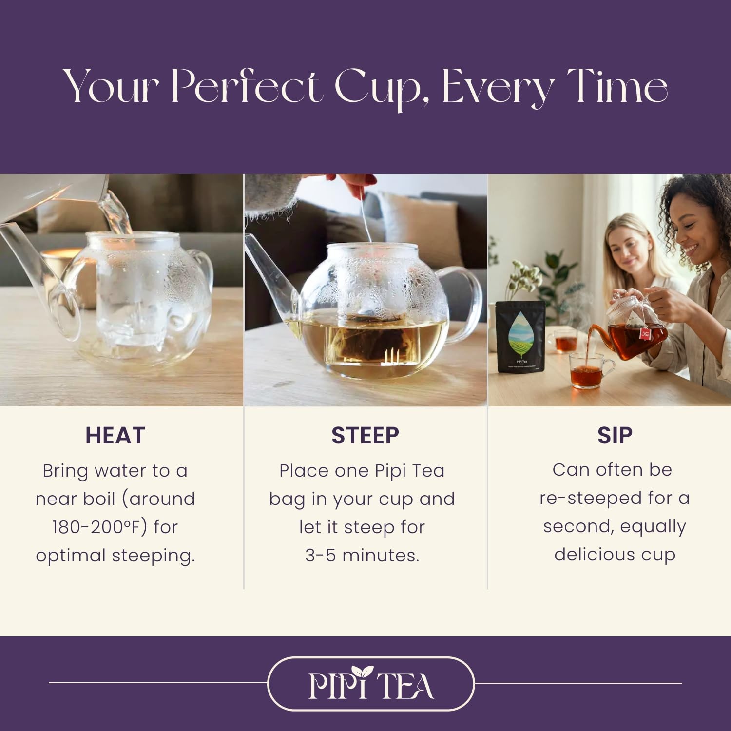 PiPi Tea Organic Oolong Bags – Whole Leaf, 20 (4g Each)