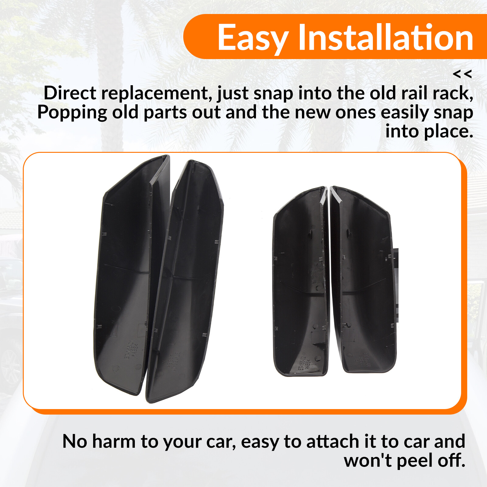 For Toyota 4Runner N210 2003-2009 4PCS Roof Rail Rack End Cover Shell Cap Black