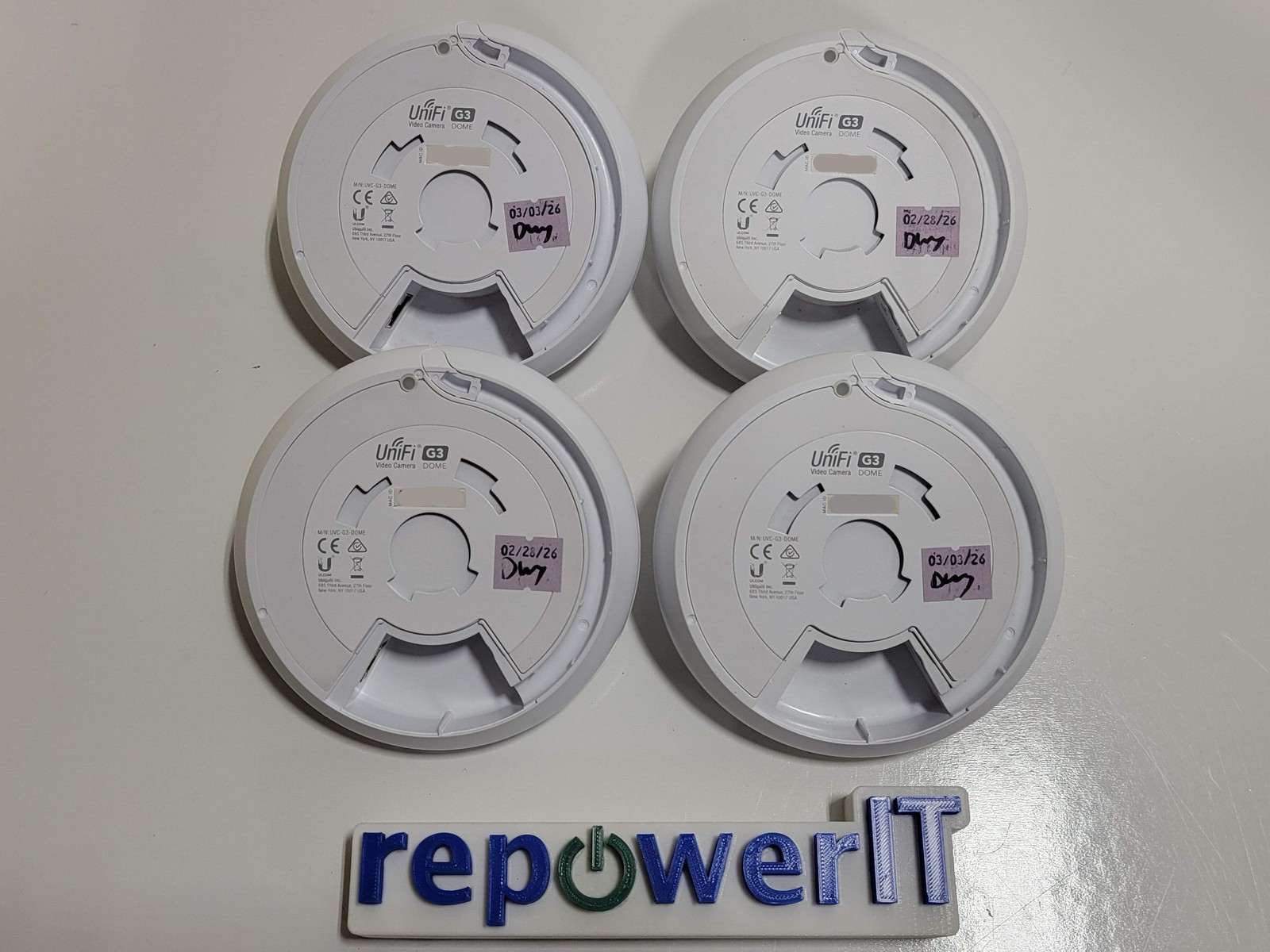 Lot of 4x Ubiquiti UVC-G3-DOME Wide-Angle Lens 1080p Security Cameras + Bracket