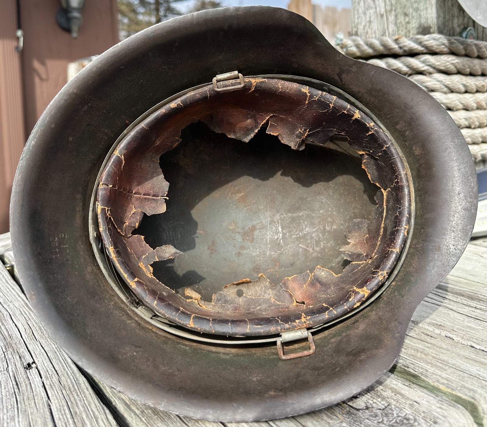 Original German M42 Combat Helmet Stahlhelm - Ex Snow Camo!