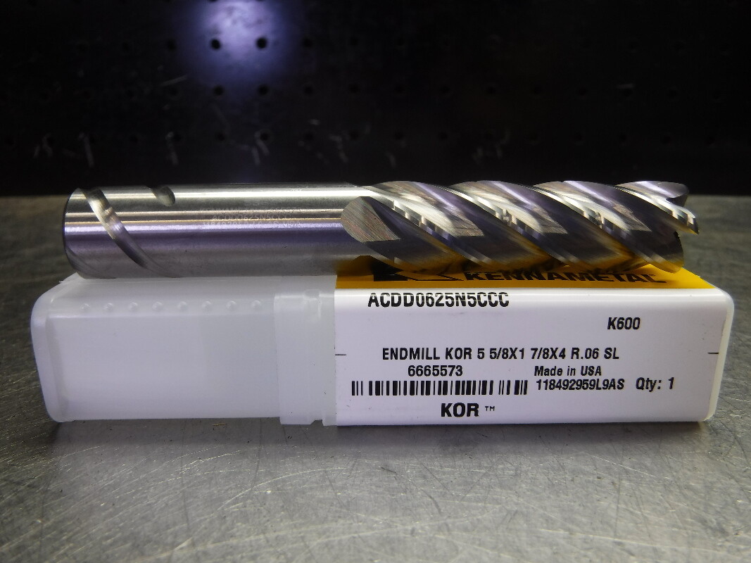 Kennametal KOR 5 5/8" Carbide Endmill 5 Flute ACDD0625N5CCC (LOC2840A)