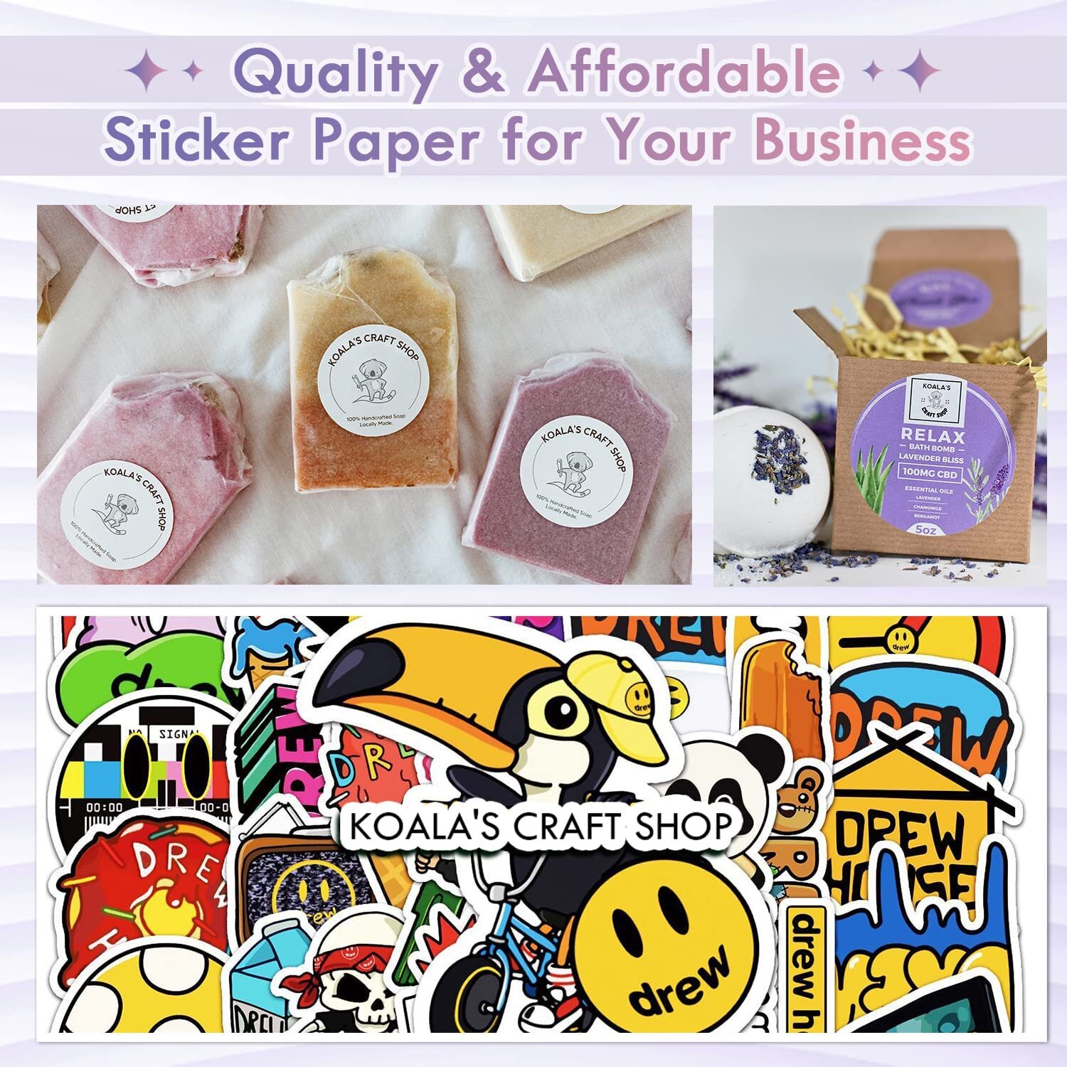 Lot Koala Printable Vinyl Sticker Paper 11x17 Glossy Waterproof for Inkjet Laser