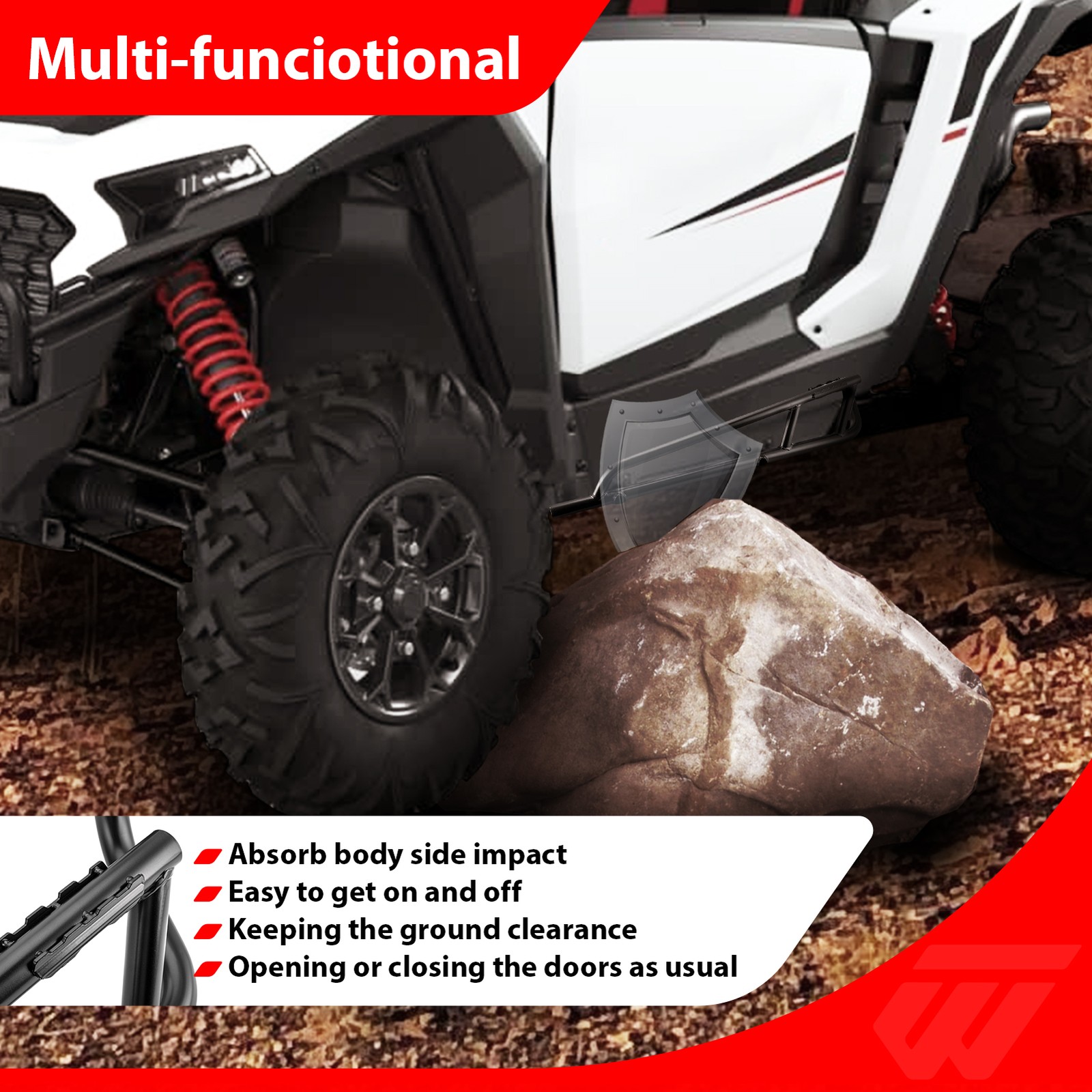 Steel Nerf Bars Rock Sliders For Polaris RZR XP 1000 2 Doors 2024-2025