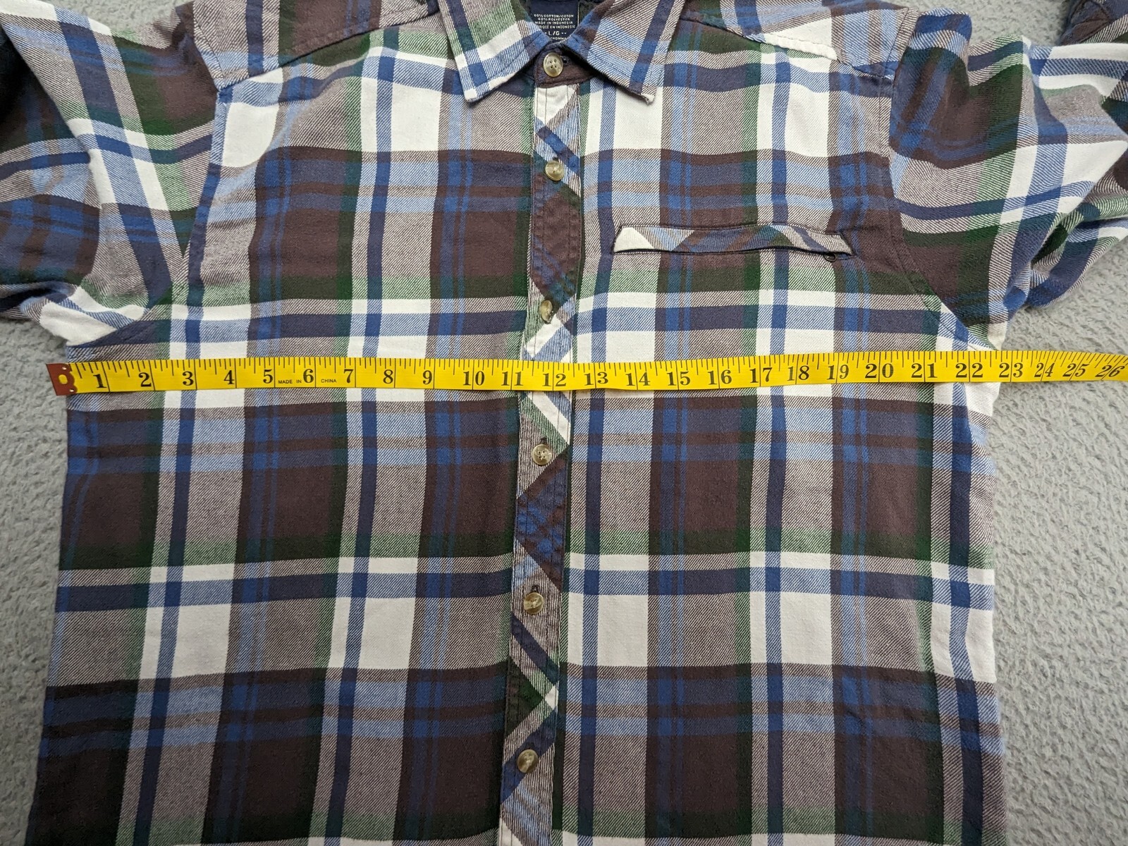 EX OFFICIO Shirt Men's Large Purple Plaid Flannel LS Outdoor Mid-weight
