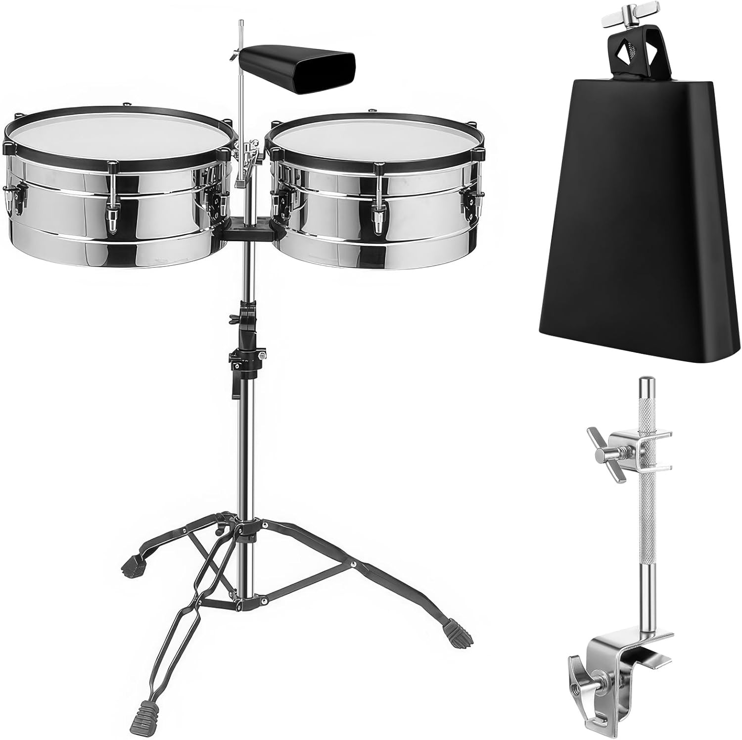 6" Cowbell with Adjustable Clamp, Percussion Accessory for Drum Sets, Standard B