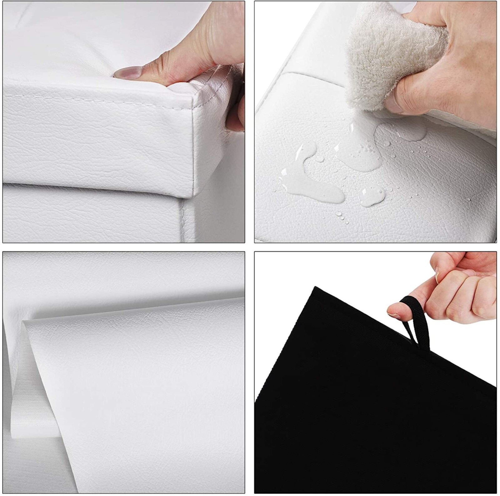 Faux Leather Folding Storage Ottoman Bench 43 inch - White