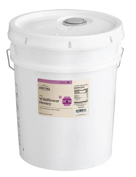 Hometown Provision 60 lb Pure Bulk Honey 5Gallon Wildflower Blossoms Gluten Free