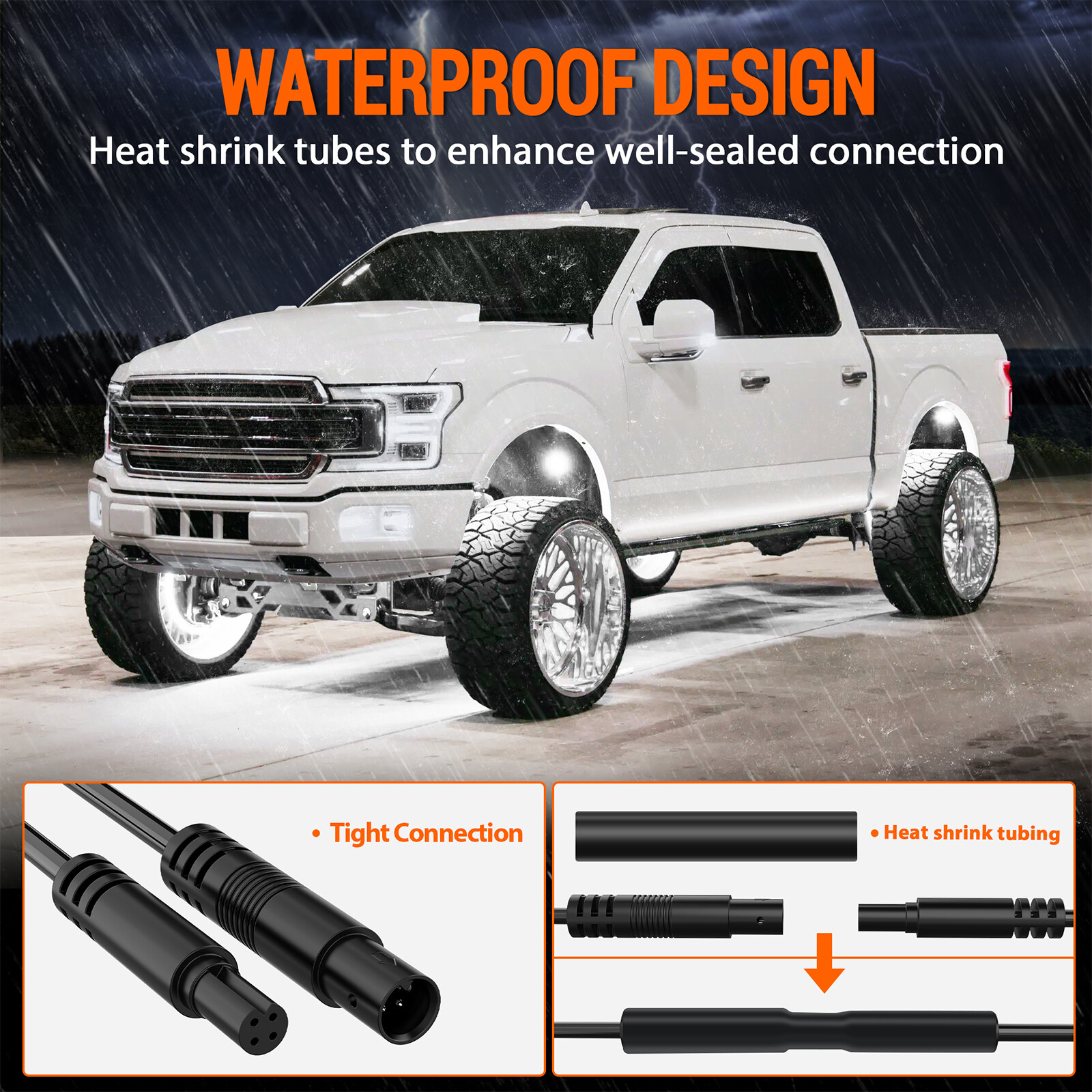 Pure White LED Rock Lights 8 Pods - Waterproof LED Underglow Underbody Light