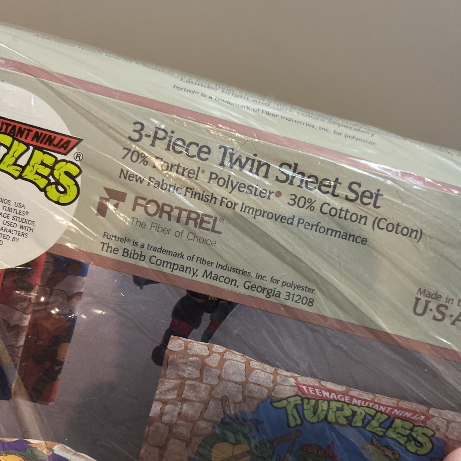 Vintage Teenage Mutant Ninja Turtles TMNT 3 Piece Twin Sheet Set 1988 NOS Bibb