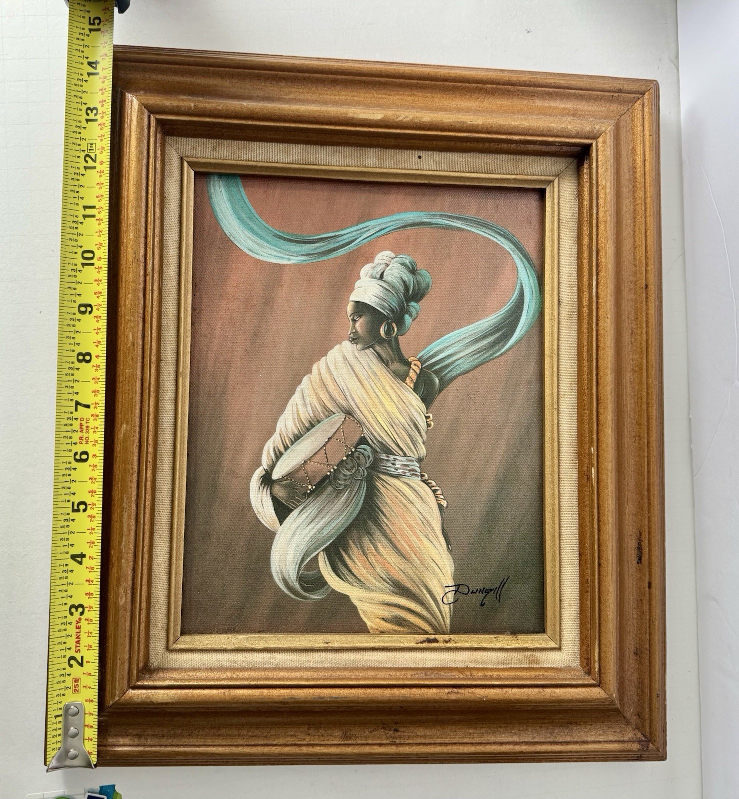 ELAINE DUNGILL AFRICAN AMERICAN WOMAN WITH DRUM GICLEE ON CANVAS PAINTING (2)