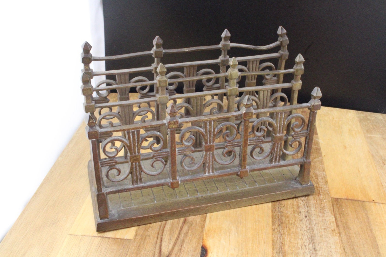 Vintage Letter Rack Holder Ornate Brass Design