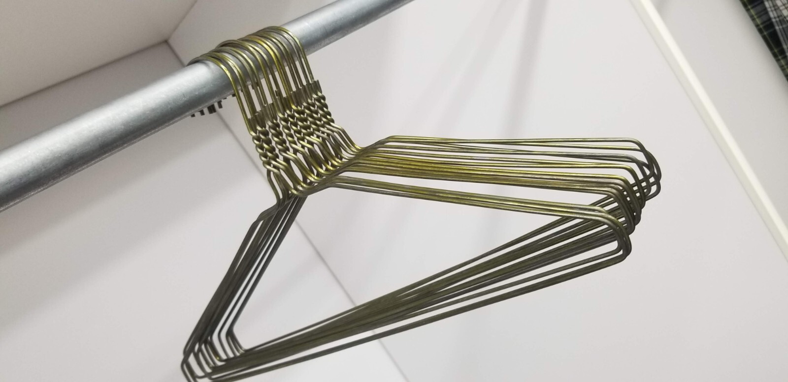 Box of 100 pcs, 13 inch Metal Wire Clothes hangers, 13 gauge, color gold, Used