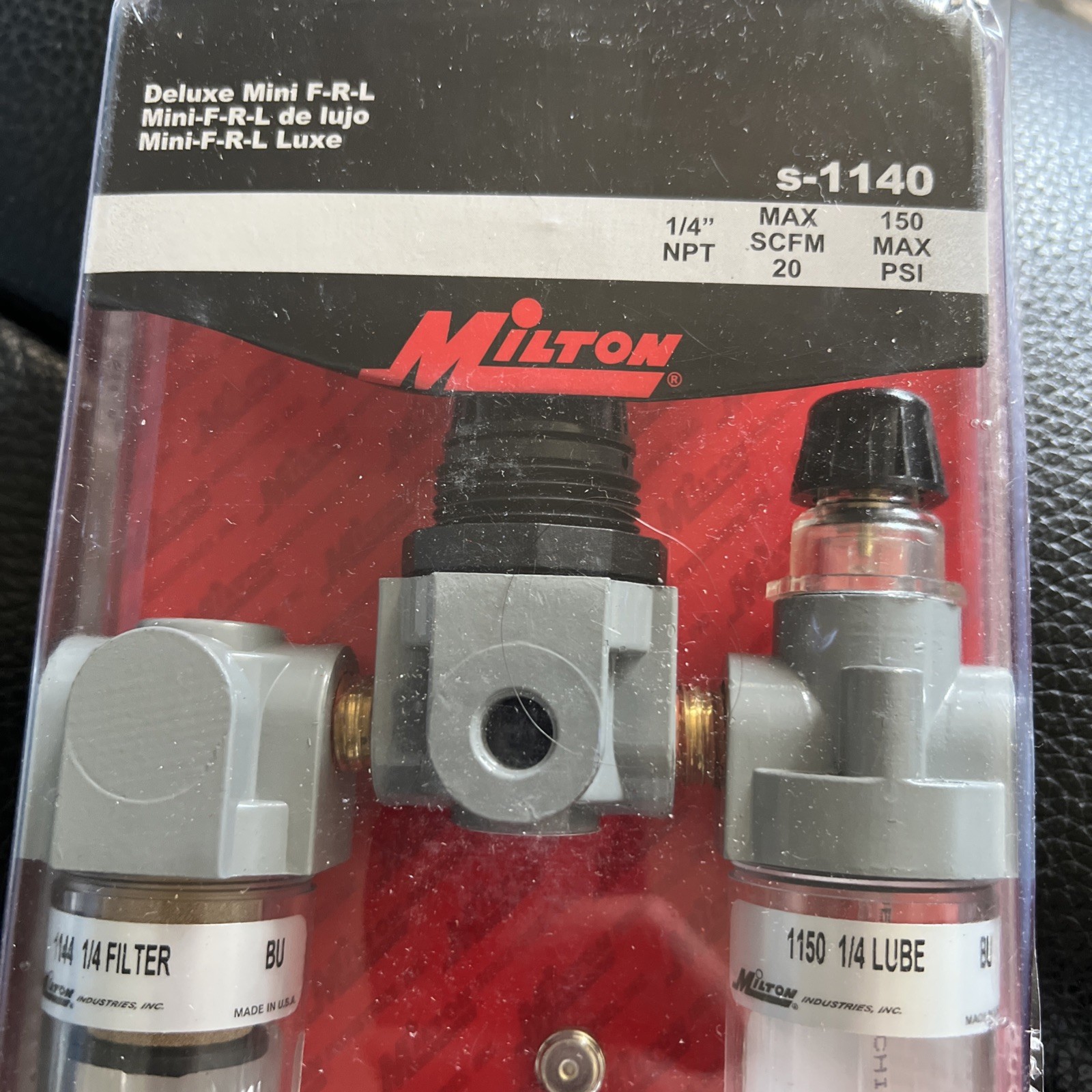 Milton® Deluxe FRL Trio, 1/4" NPT, 20 SCFM, 150 PSI