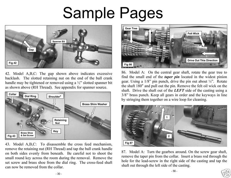 Rebuild Manual for South Bend Lathe 9" Model A, B & C plus model 10k "light 10"