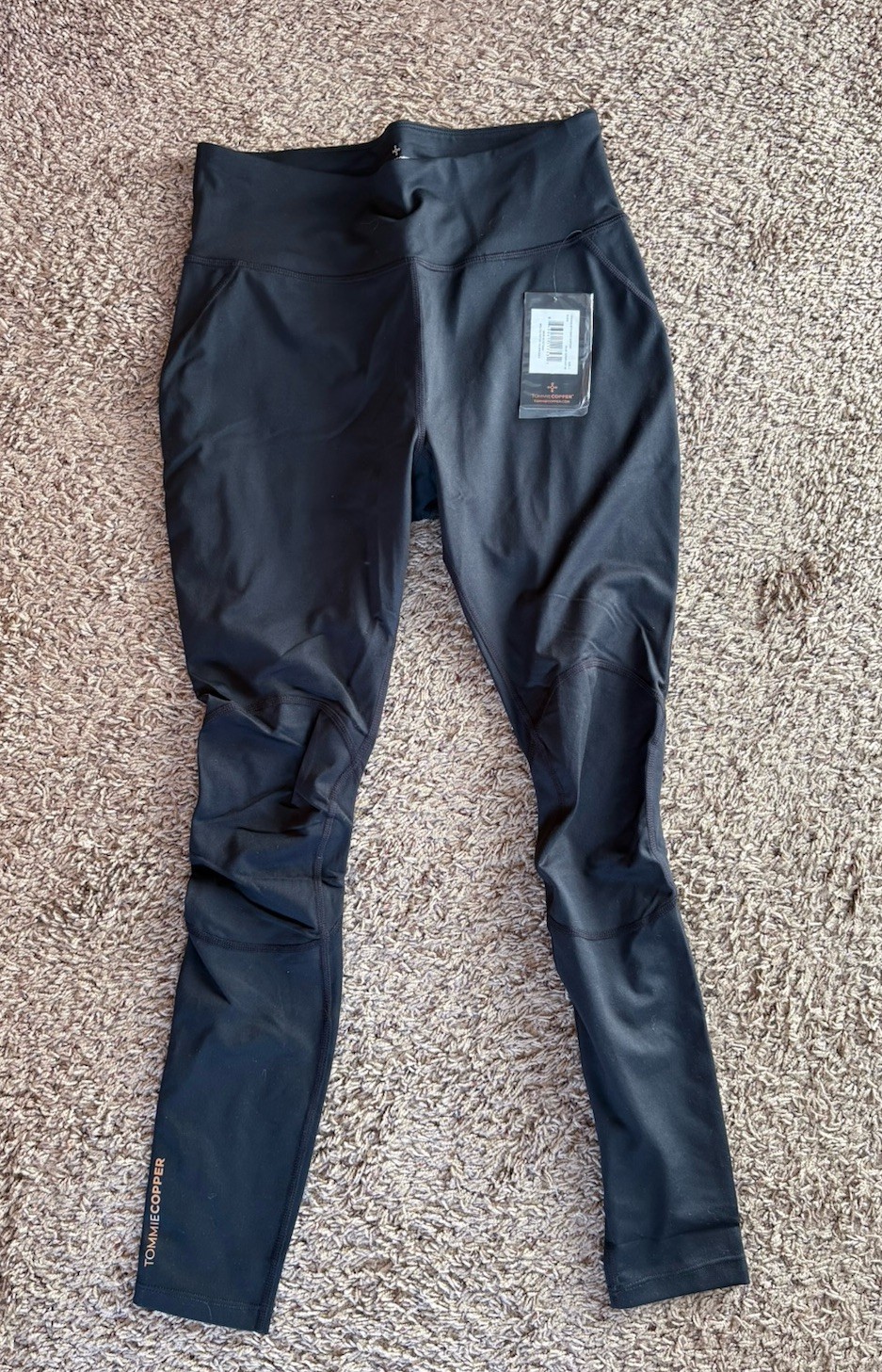 Tommie Copper Women's Knee Support Leggings Black Compression Size L NWT