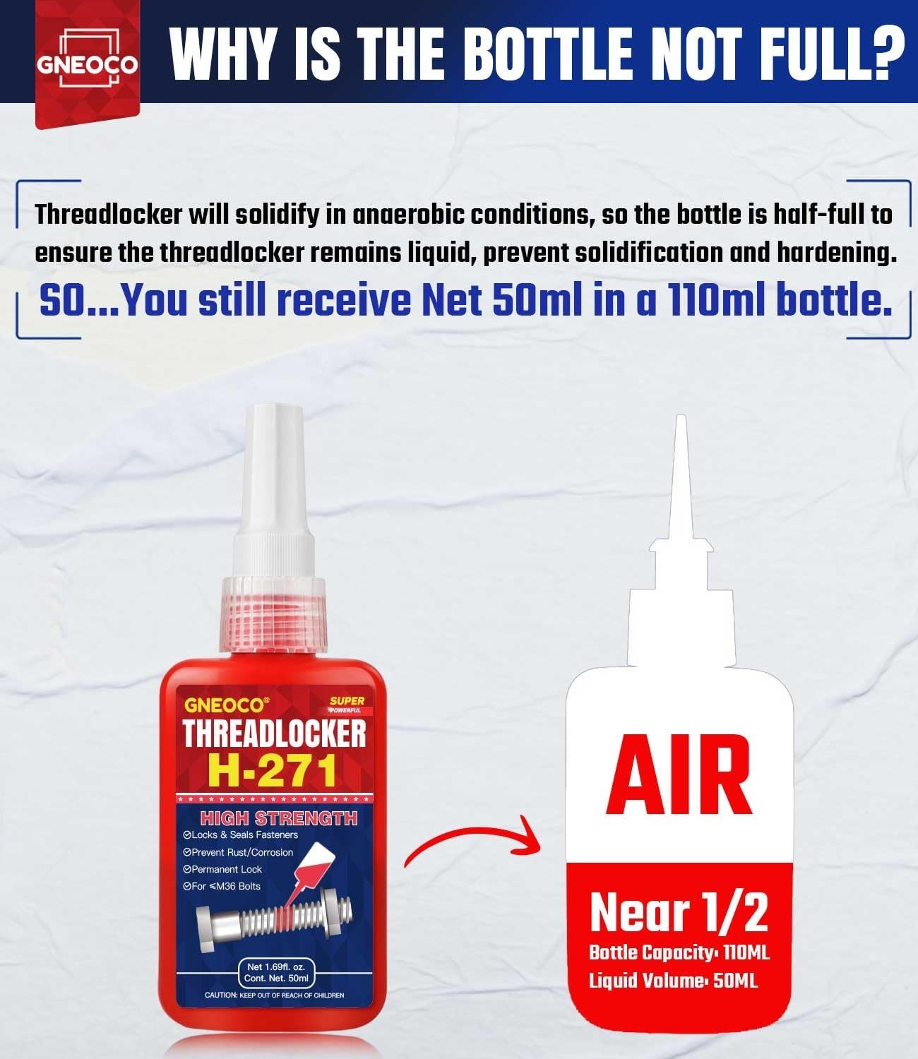 Threadlocker Red, Thread Lock High Strength Lock Tight for Nuts, Bolts, Fastener