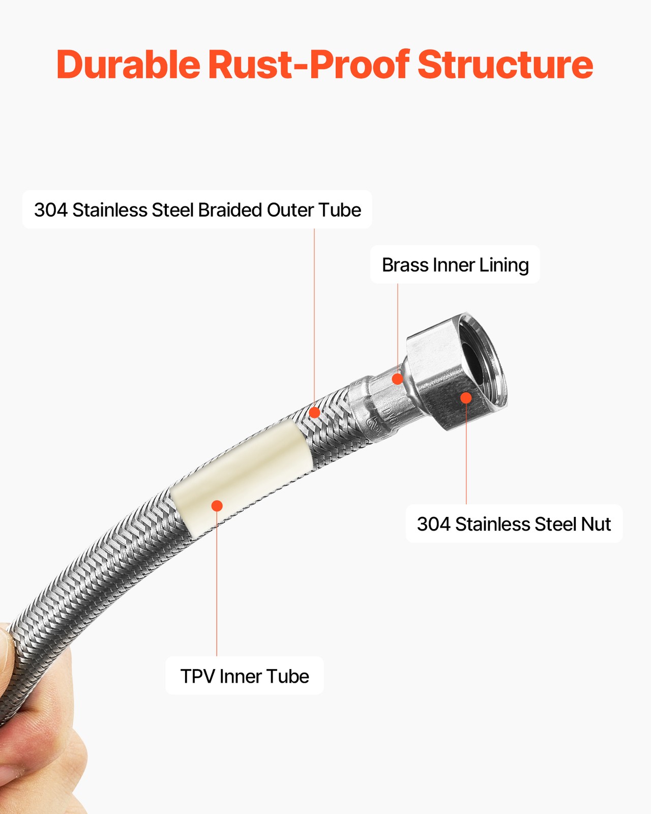 3/8" COMP 10PCS Faucet Supply Line Connector 16in Braided Stainless Steel